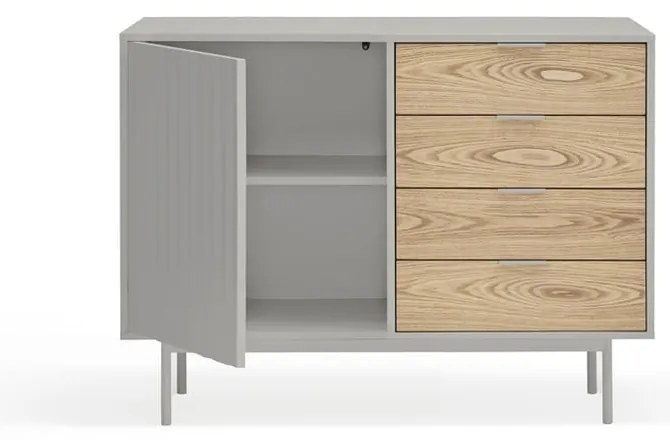 Сив/естествен нисък скрин от декор от дъб 108x80 cm Sierra – Teulat