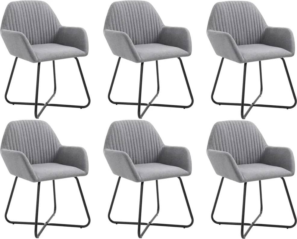 277095 vidaXL Трапезни столове, 6 бр, светлосиви, плат