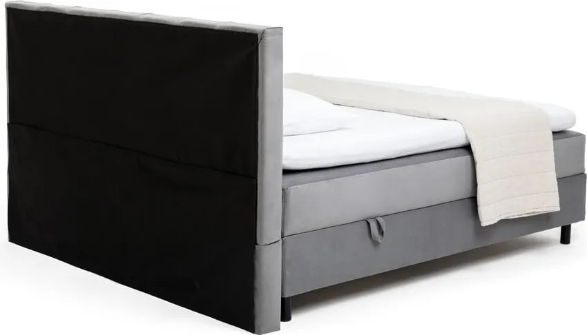 Сиво боксспринг легло с място за съхранение 160x200 cm Elva Bold Line – Bonami Selection