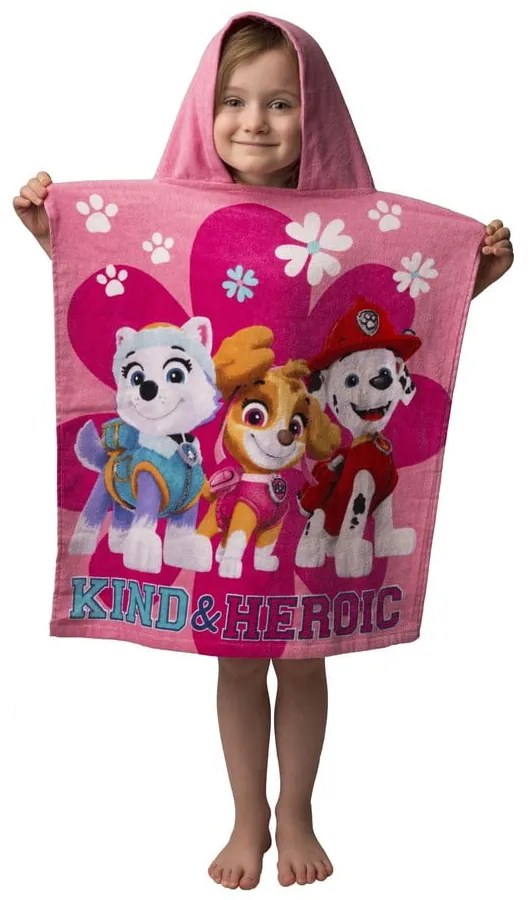 Розово детско пончо от хавлиена материя Paw Patrol - Jerry Fabrics