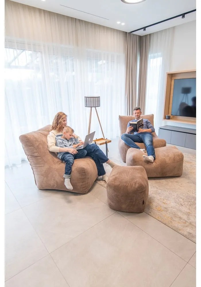 Светлосив пуф от рипсено кадифе Seat 100 Lounge – SLOWDOWN