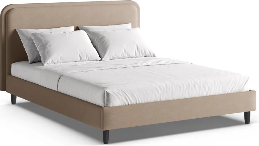 Сиво-бежово двойно легло 160x200 cm тапицирано с включена подматрачна рамка Aveline – Micadoni