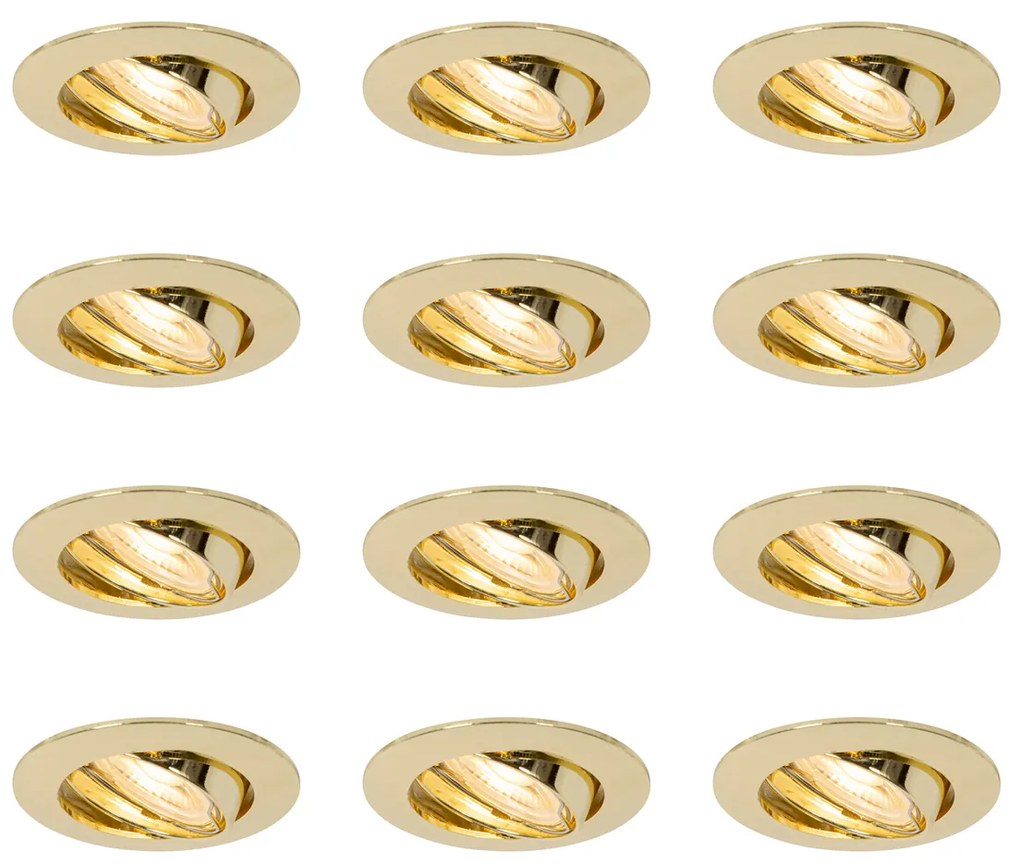 Комплект от 12 вградени прожектора месинг GU10 35 mm - Edu
