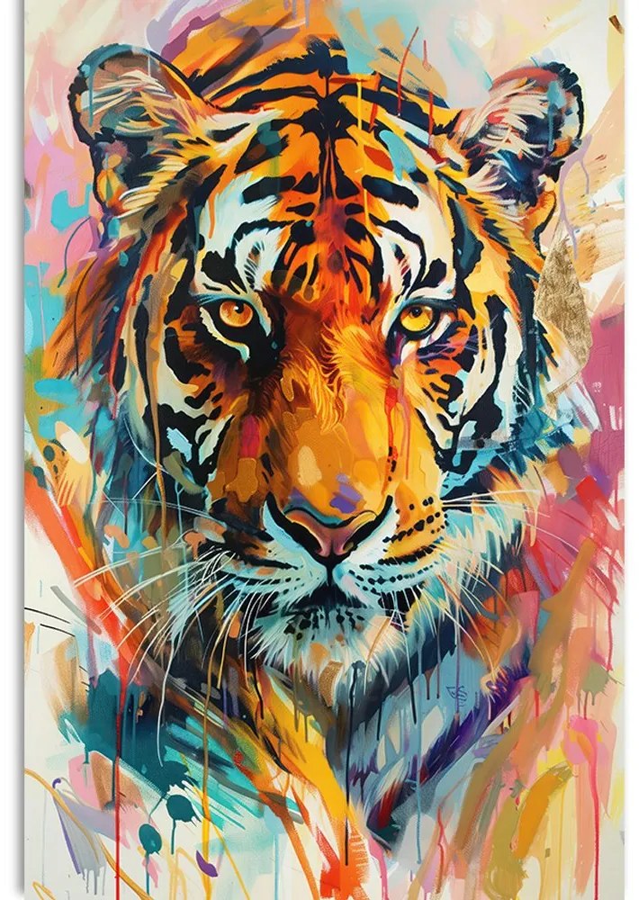 Картина на платно – Тигър с имитация на живопис