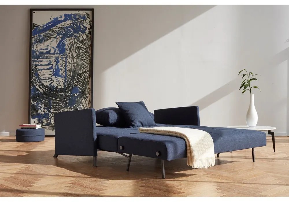 Тъмносин разтегателен диван Cuber с подлакътници Mixed Dance Blue, 100 x 174 cm Cubed - Innovation