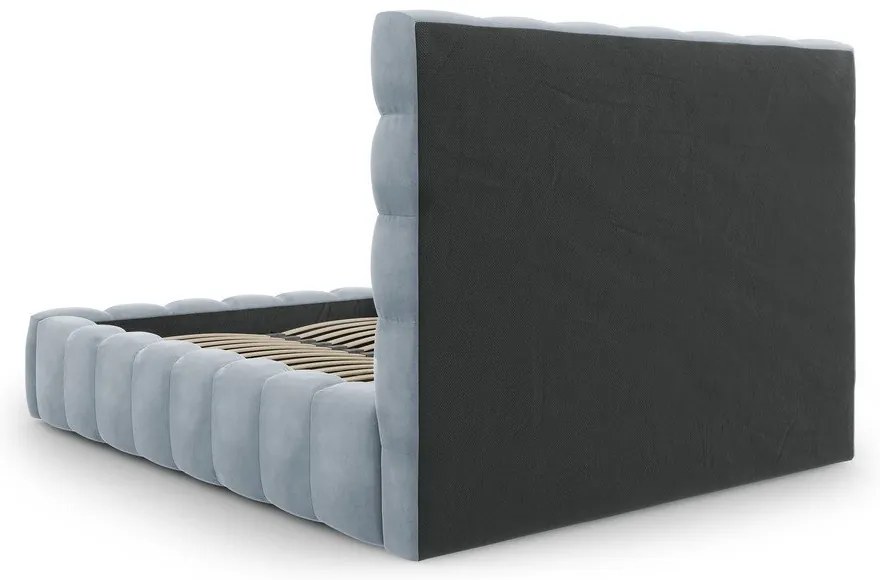 Светлосиньо тапицирано двойно легло с място за съхранение и решетка 160x200 cm Bali - Cosmopolitan Design