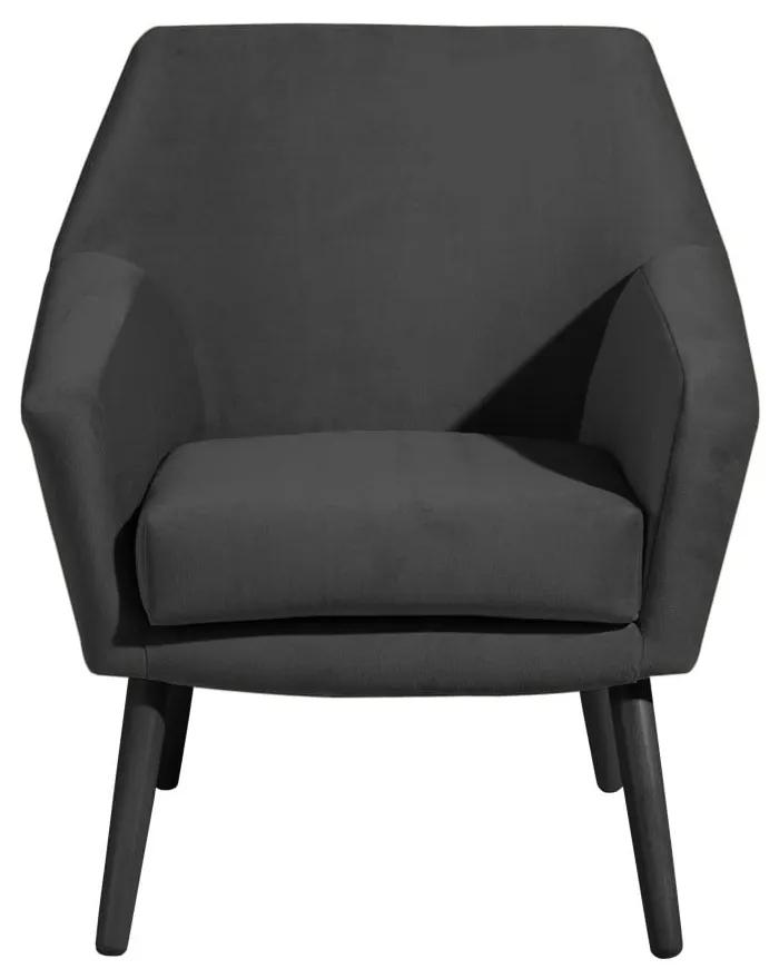 Кресло от антрацитно кадифе с черни крака Alegro - Max Winzer
