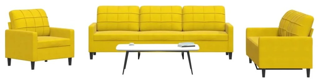 3278447 vidaXL Комплект дивани от 4 части с възглавници, жълт, кадифе