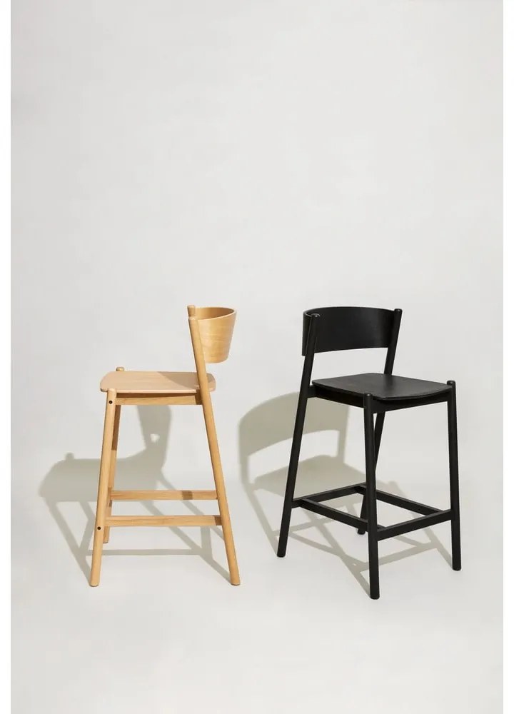 Бар стол от декор от дъб в естествен цвят (височина на седалката 75 cm) Oblique – Hübsch