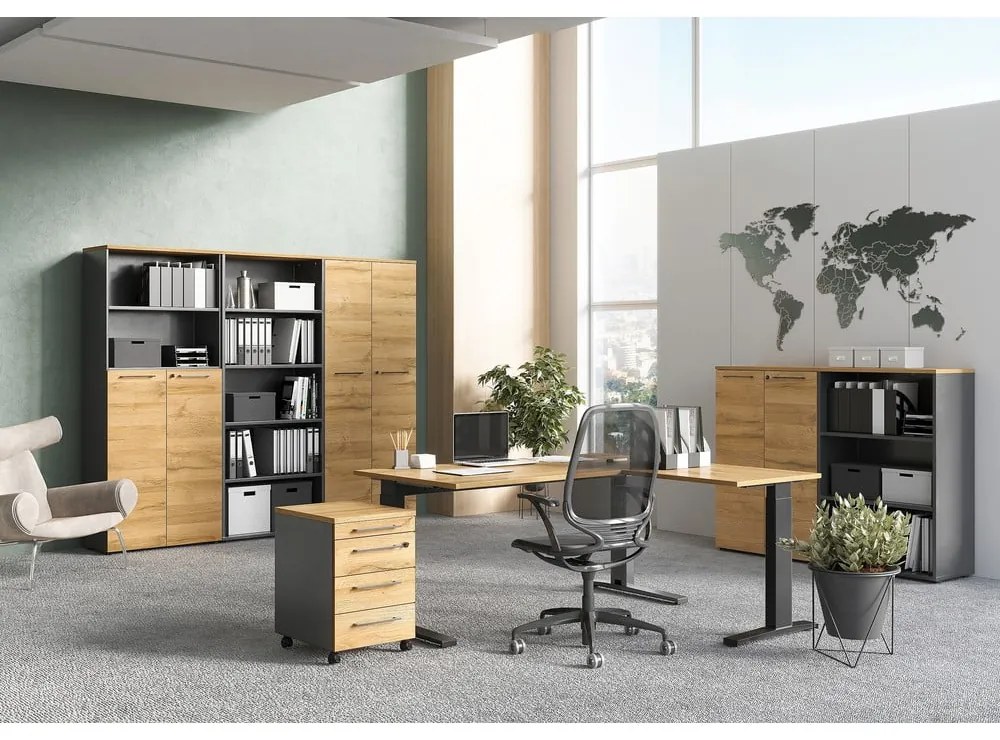 Дъбов шкаф за книги в естествен цвят 80x120 cm Agenda - Germania