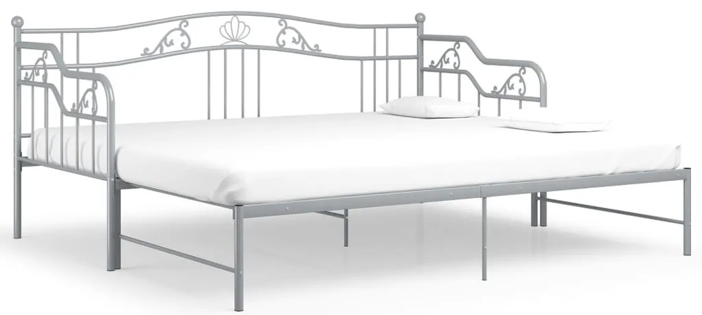 324766 vidaXL Рамка за легло, разтегателен диван, сива, метал, 90x200 см