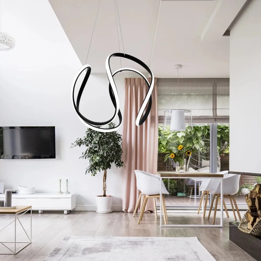 Елегантна модерна LED светлина за таван с дистанционно управление Черен