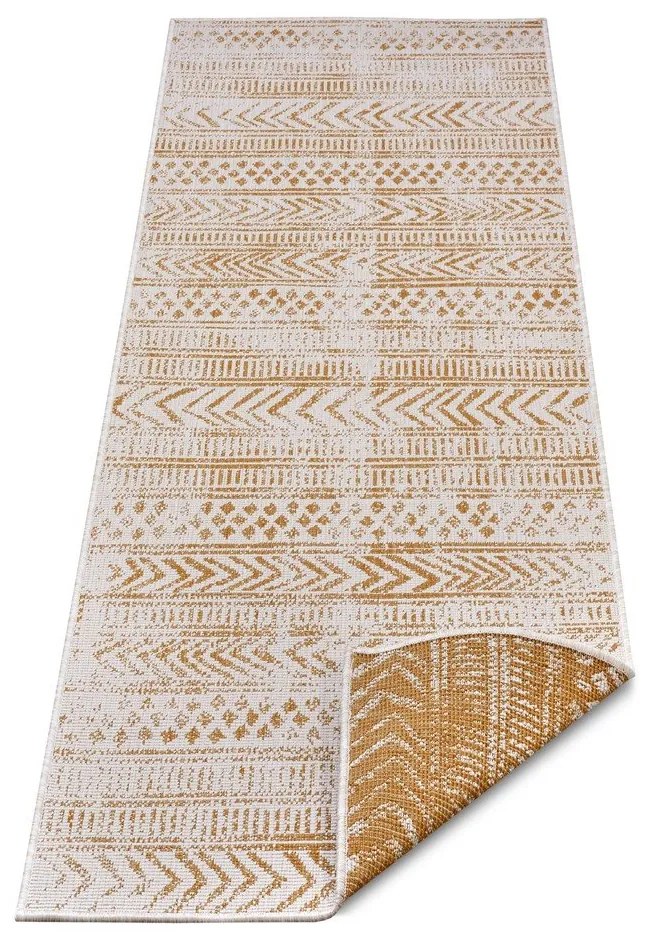 Външен килим в бял цвят и жълта охра 80x350 cm Biri – NORTHRUGS