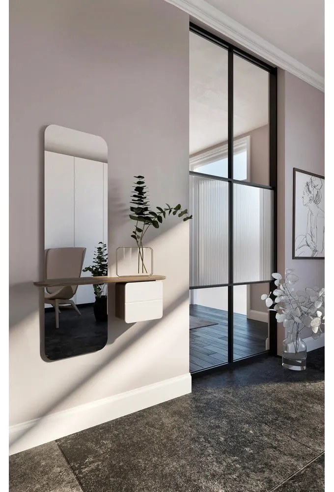 Комплект за коридор в бяло и кафяво в дъбов декор One More Look - UMAGE