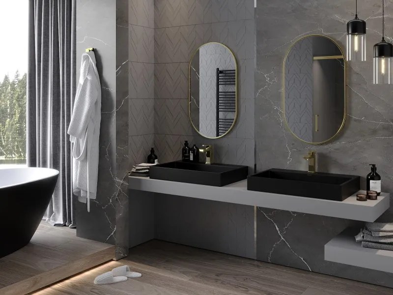 Mexen Loft овално огледало за баня 85 x 50 см, златна рамка - 9851-085-050-000-50