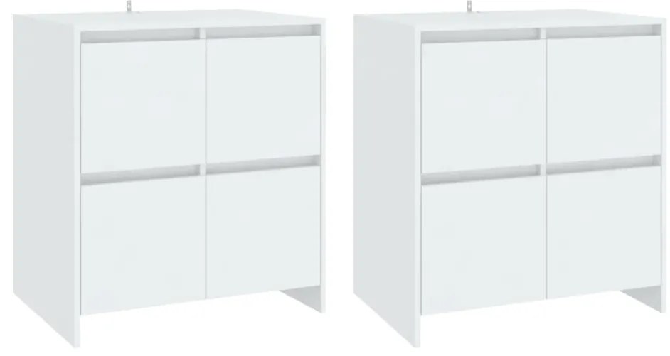 3098089 vidaXL Бюфети, 2 бр, бели, 70x41x75 см, инженерно дърво