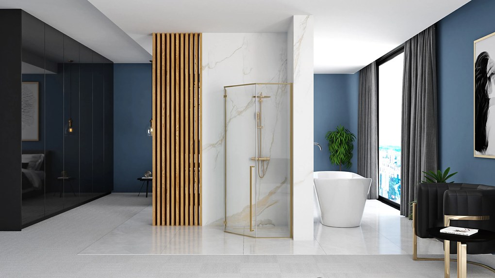 Душ кабина Rea DIAMOND 100x100 BRUSH GOLD