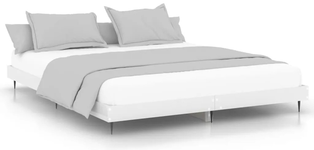 832215 vidaXL Рамка за легло, бял гланц, 200x200 см, инженерно дърво