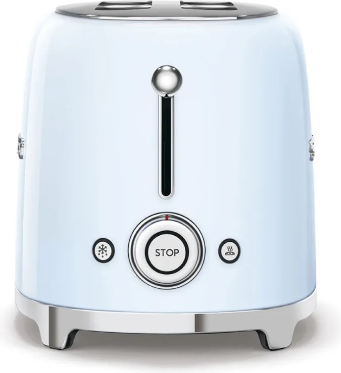 Тостер за хляб SMEG 50's Style TSF01PBEU, 950W, 2 филии, 6 нива, Тавичка за трохи, Вграден кабел, Неръждаема стомана, Син