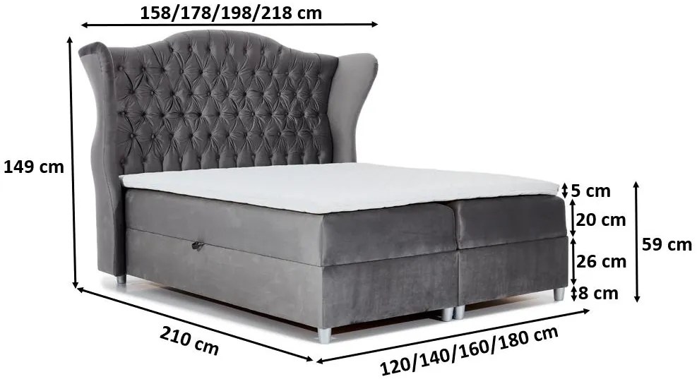 Тапицирано легло Livia-Prasino-160 x 200