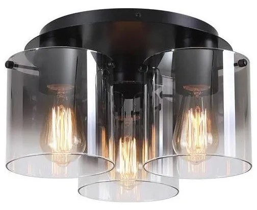 Searchlight 88911-3BK - Плафон SWEDEN 3xE27/60W/230V Ø39 см черен/опушен