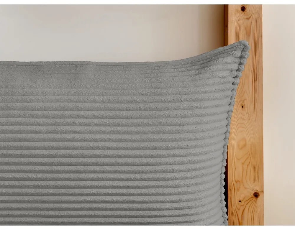 Сиво двойно тапицирано легло с място за съхранение с включена подматрачна рамка 160x200 cm Jade – Bobochic Paris