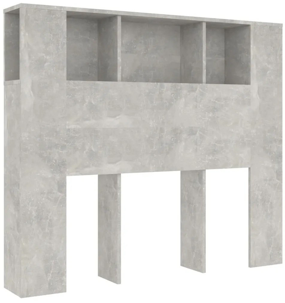 811920 vidaXL Табла за легло тип шкаф, бетонно сива, 120x18,5x102,5 см