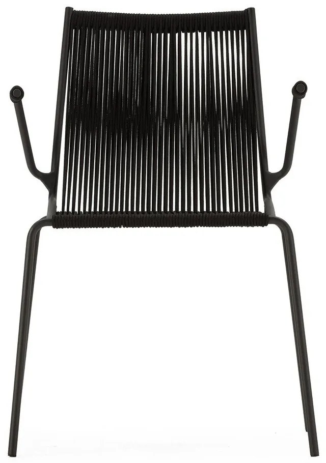 Черни метални трапезни столове в комплект с подлакътници/за подреждане 2 бр. Emily – Marckeric