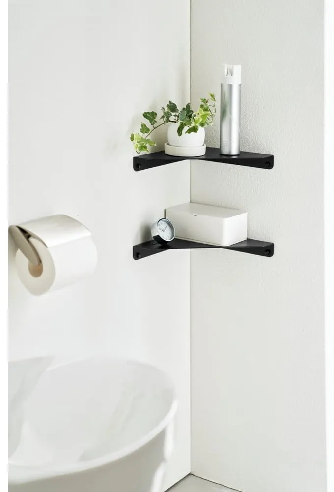 Черен ъглов метален рафт 22 cm Tower - YAMAZAKI