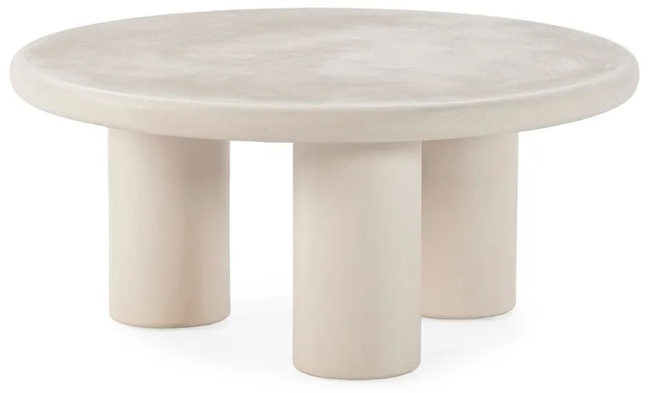 Кремава кръгла масичка за кафе от декор от камък ø 80 cm Iriel – MOME