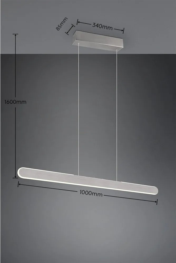 Светлосиво LED осветително тяло за окачване Helios - Trio