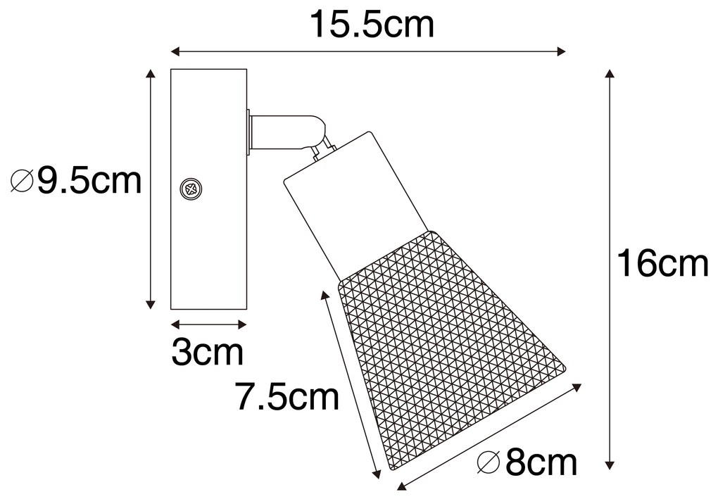 Индустриален прожектор черен с дърво - Kristina