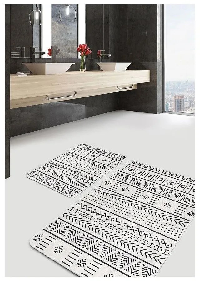 Черно-бели изтривалки за баня в комплект от 2 бр. 60x100 cm - Mila Home