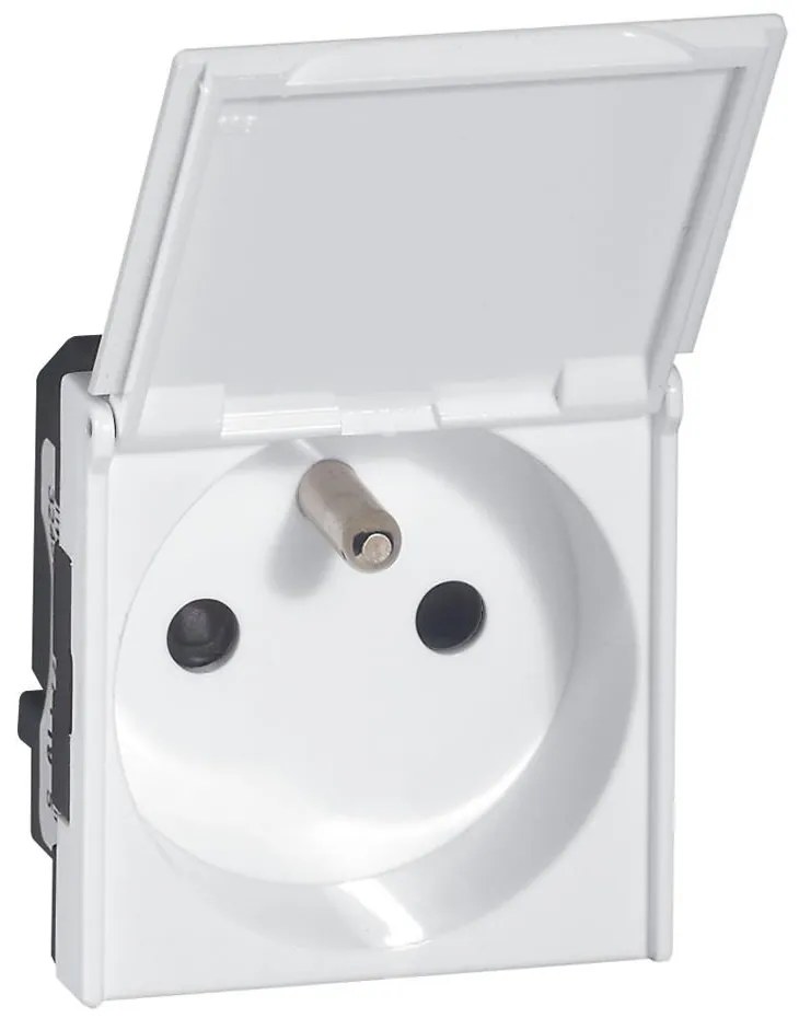 Legrand 077119 Kонтакт 2P+E с капачка Mosaic 2M френски стандарт с автоматични клеми бял  - 077119