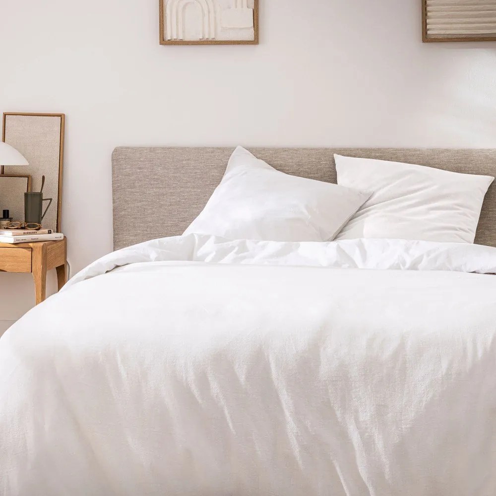 Бяло двойно /удължено 3 части памучно спално бельо 240x220 cm Meline – douceur d'intérieur