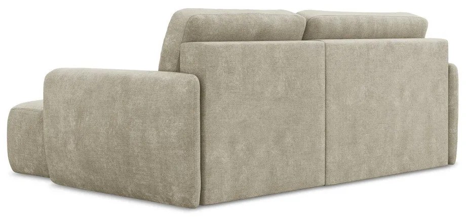 Бежов шенилов разтегателен ъглов диван с място за съхранение (десен ъгъл) Lilo – Makamii