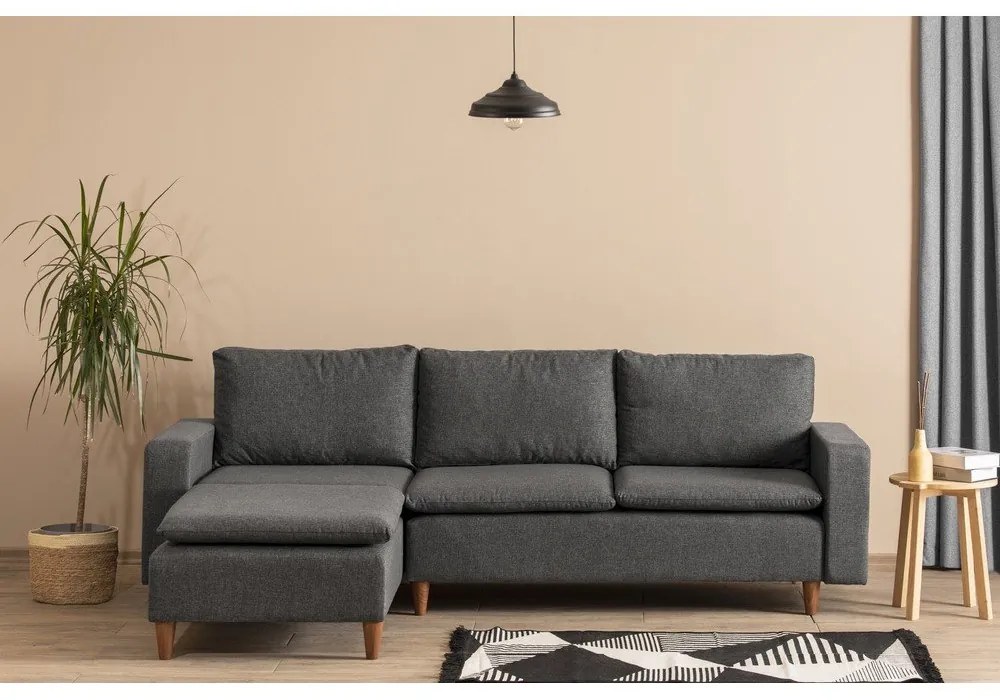 Сив ъглов диван (ляв ъгъл) Lungo – Balcab Home