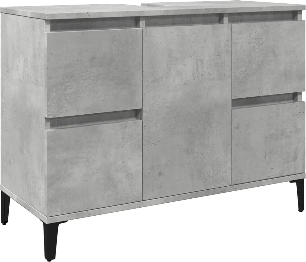 857128 vidaXL Шкаф за мивка, бетонно сиво, 80x33x60 см, инженерно дърво