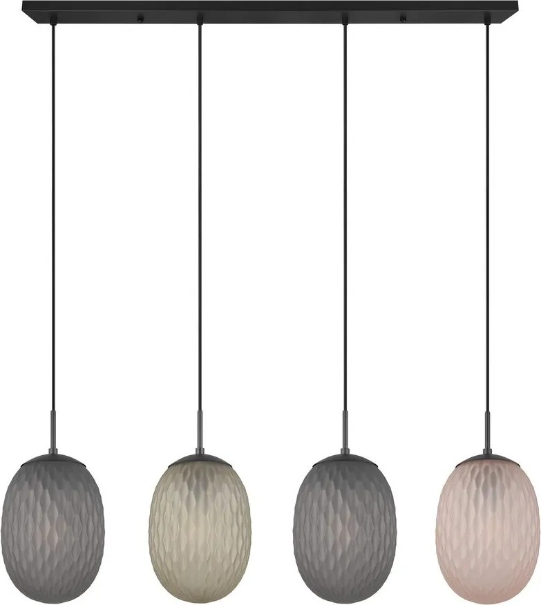 Матово черно висящо осветително тяло със стъклен абажур Facette – Trio