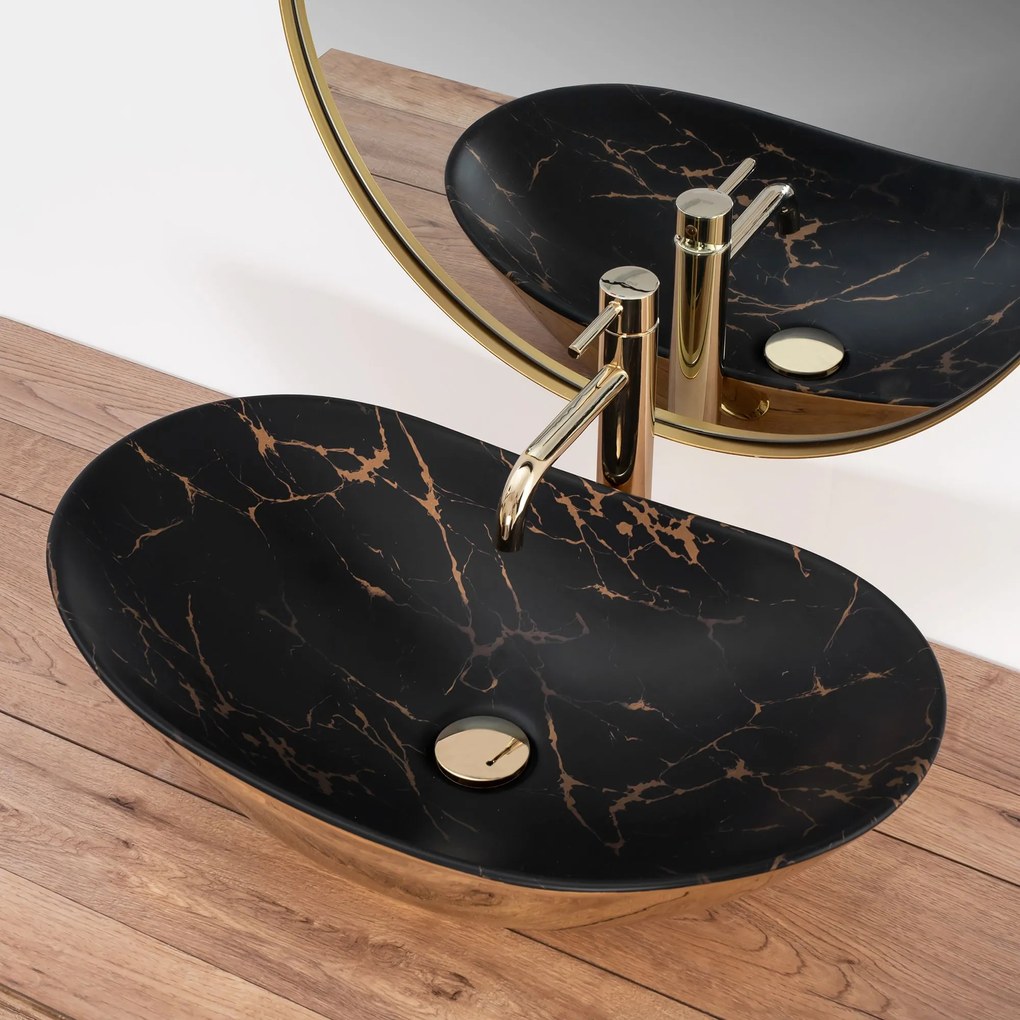 Умивалник за плот REA Royal In Black Marble Gold