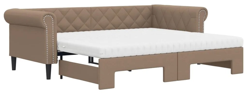 3197730 vidaXL Канапе с походно легло и матрак, 90x200 см изкуствена кожа