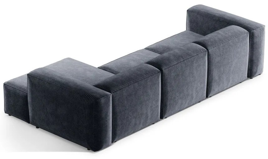 Сиво-син ъглов диван от рипсено кадифе (десен ъгъл) Bergamo – Cosmopolitan Design