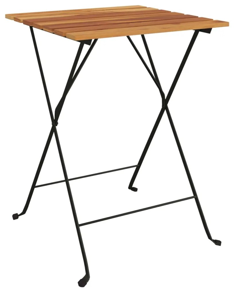 319978 vidaXL Сгъваема бистро маса, 55x54x71 см, тиково дърво масив и стомана