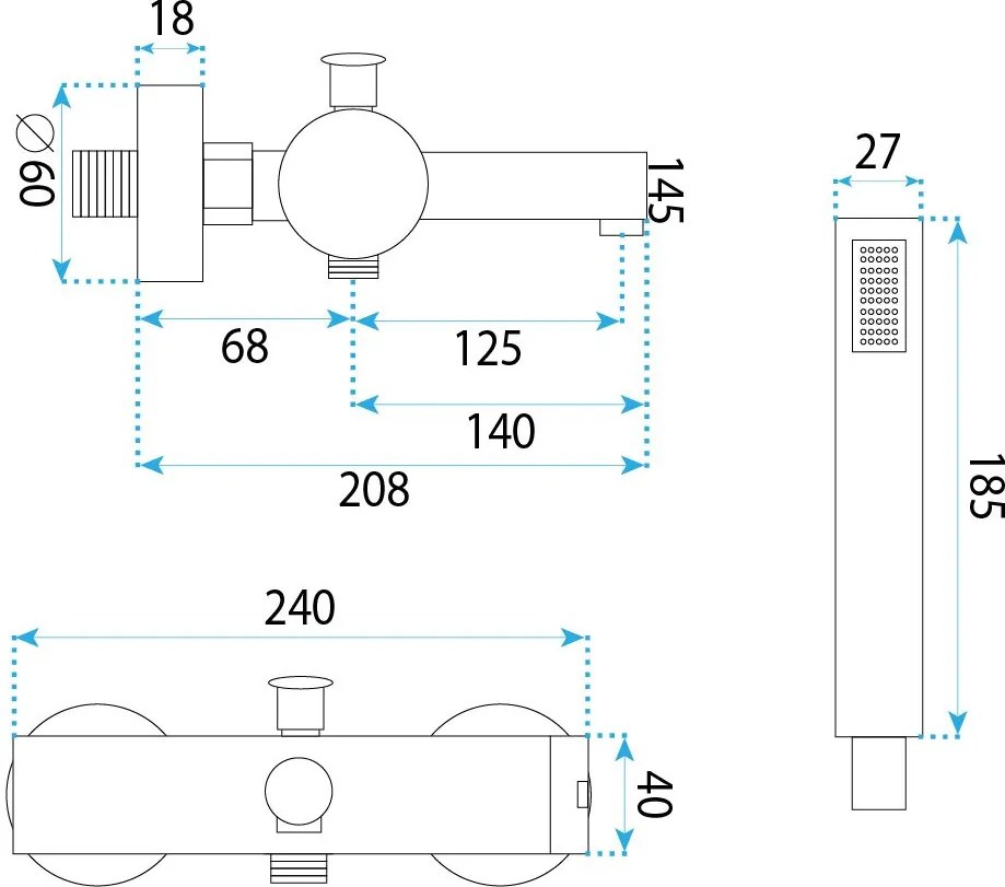 Смесител за вана Rea Pixel Black