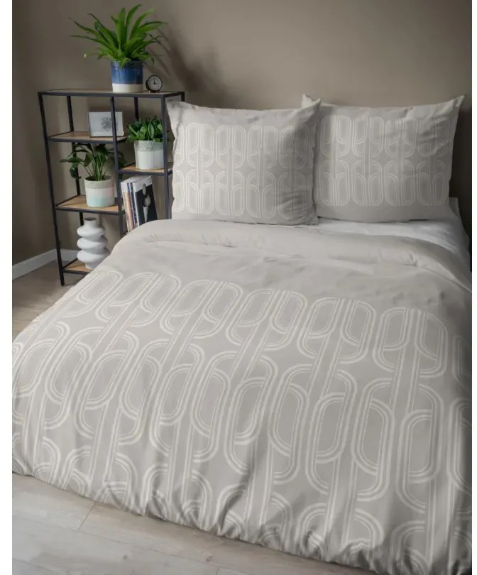 Фланелени чаршафи - бежови с геометричен мотив 3 časti: 1ks 220x200 + 2ks 70x80