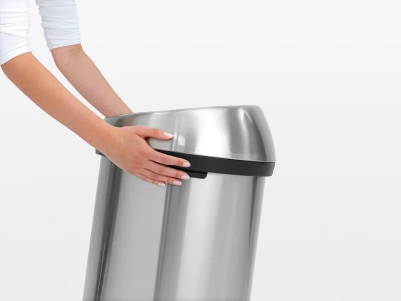 Кош за боклук Brabantia Touch Bin 647251, 60 л, Плавно и безшумно отваряне, Черен/инокс