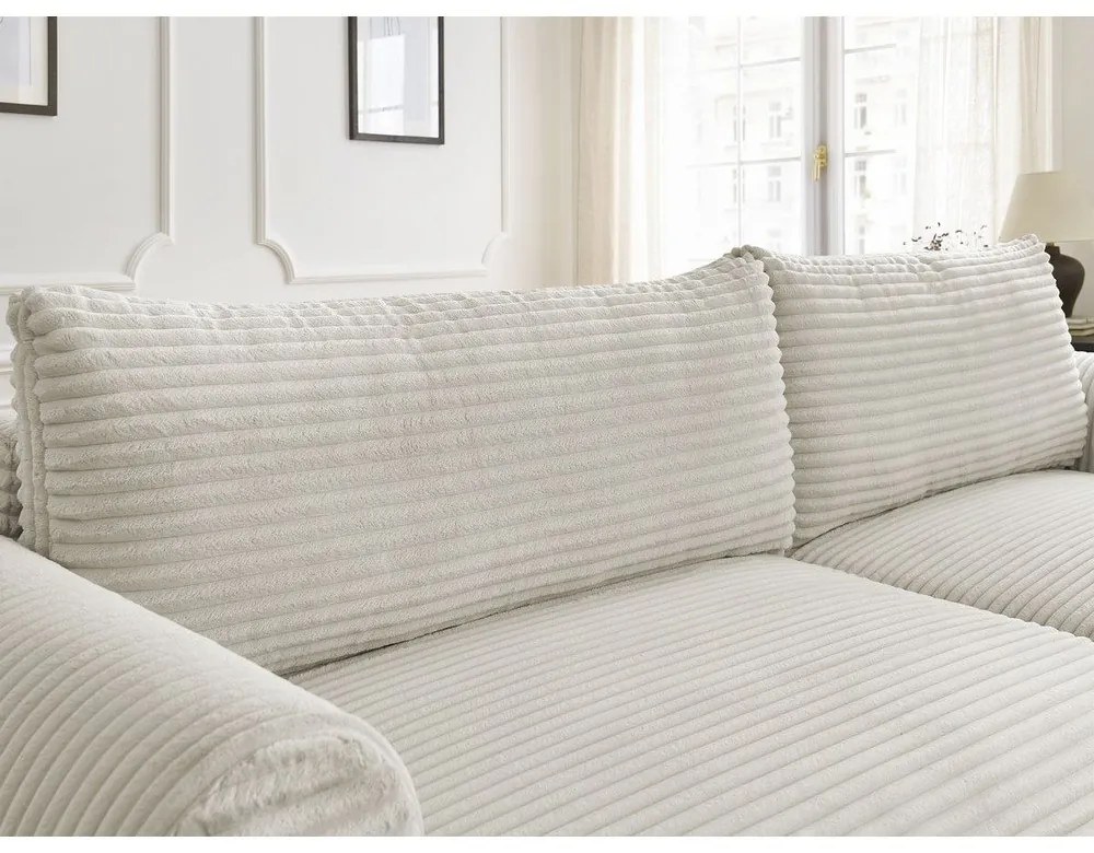 Кремав разтегателен ъглов диван от рипсено кадифе (десен ъгъл) Lucien – Bobochic Paris