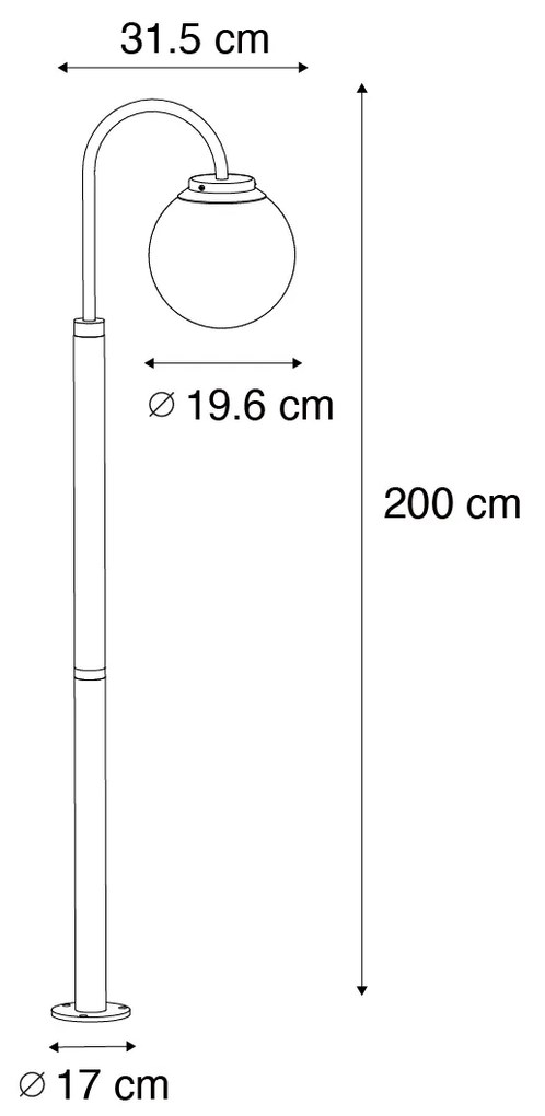 Модерен фенер черен с прозрачно стъкло 200см IP44 - Sfera