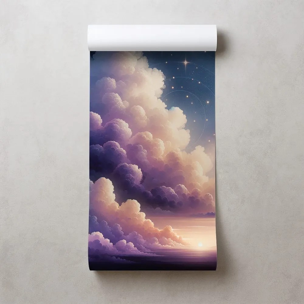 Тапет – Звездно небе над облачен пейзаж