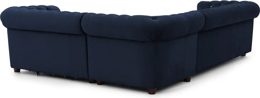 Син кадифен разтегателен ъглов диван (десен ъгъл L форма) York Blik – Ropez